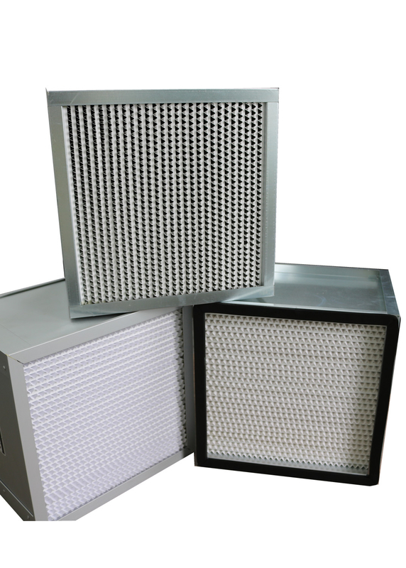 Filtro profundo galvanizado do plissado HEPA da armação de aço 0.3um para o quarto desinfetado