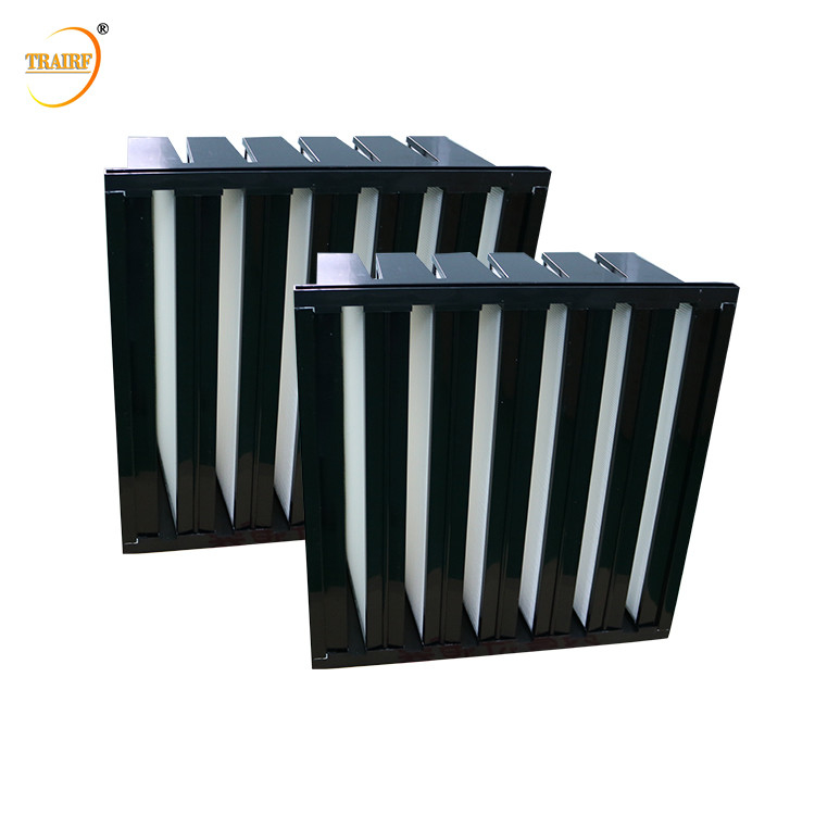 A fibra de vidro industrial do filtro de ar de Zig Zag plissou o filtro de papel F8 F9 do banco de V