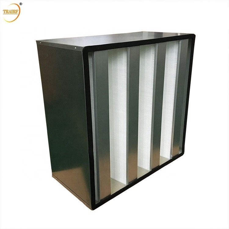 Filtro do banco HEPA do quadro V do metal de 0,5 mícrons F9 para sistemas de condicionamento de ar