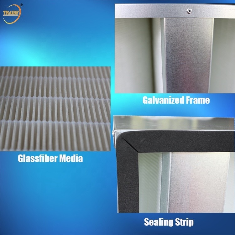 Filtro do banco HEPA do quadro V do metal de 0,5 mícrons F9 para sistemas de condicionamento de ar