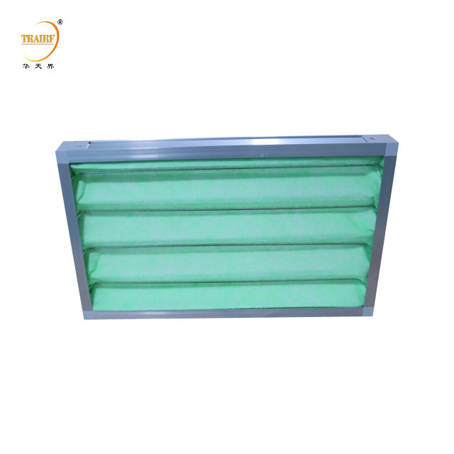 Tecido de polipropileno industrial Filtro de ar de painel plissado verde e branco para sistema de ventilação