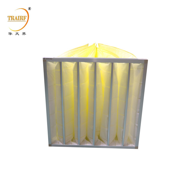 Filtro de ar industrial de fibra sintética de bolso 6 bolsos